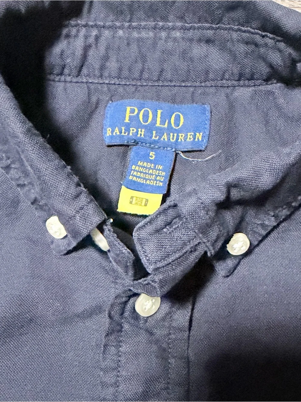Boys Ralph Lauren Dark Blue Long Sleeve Button Down Shirt Embroidered Logo Pony
